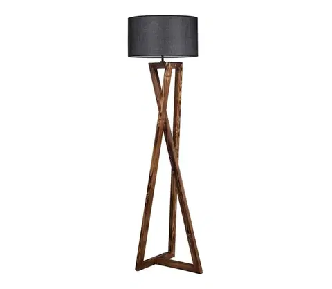 Lampy  Stojacia lampa MACKA 1xE27/60W/230V čierna/hnedá 534LUN2159