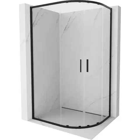 Sprchovacie kúty MEXEN/S - Exo štvrťkruhový asymetrický posuvný sprchovací kút 100 x 90, transparent, čierna 8132-100-090-70-00