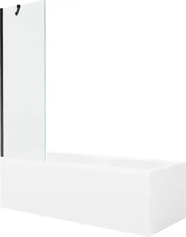 Sprchové dvere MEXEN/S - Cubik obdĺžniková vaňa 160 x 70 cm s panelom + vaňová zástena 60, transparent, čierna 550316070X9506000070