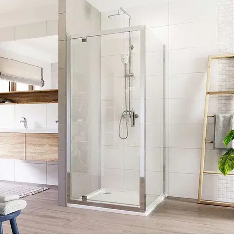 Sprchovacie kúty Mereo Sprchovací kút, Lima, štvorec, pivotový, 80x80 cm, chróm ALU, sklo Číre CK86913K