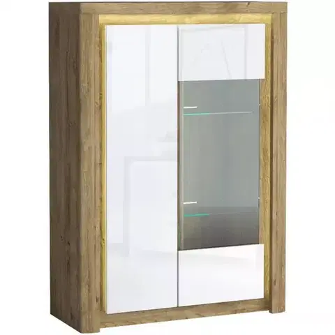 Vitríny a regály do obývačky Vitrína Livinio L5 Ribbeck/Biely lesk