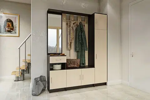 Predsieňové zostavy MÁŠA SET 2 predsieňová zostava, wenge/dub mliečny