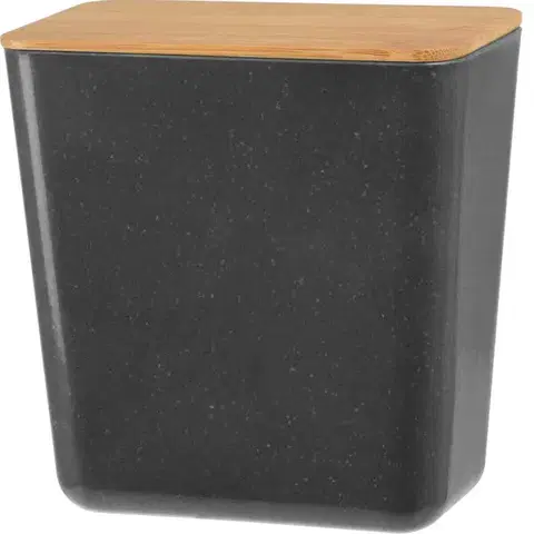 Úložné boxy Úložný box s bambusovým vekom Roger, 13 x 13,7 x 8 cm, antracit