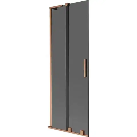 Sprchové dvere MEXEN/S - Velar L dvojkrídlová posuvná vaňová zástena 70 x 150, grafit, meď kartáčovaná 896-070-003-41-65