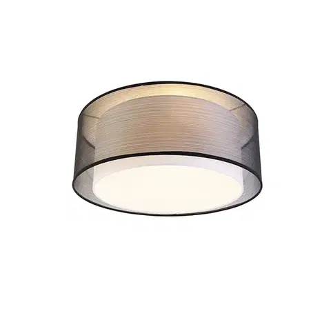 Stropné osvetlenie Moderné stropné svietidlo čierne s bielou 50 cm 3-svetlo - Drum Duo