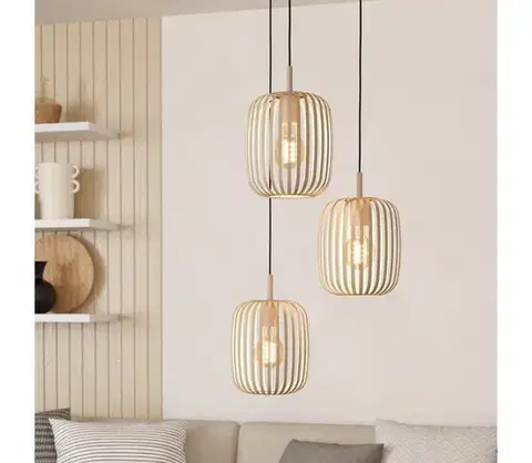 Svietidlá Eglo 900687 - Luster na lanku ROMAZZINA 3xE27/40W/230V béžová 900687