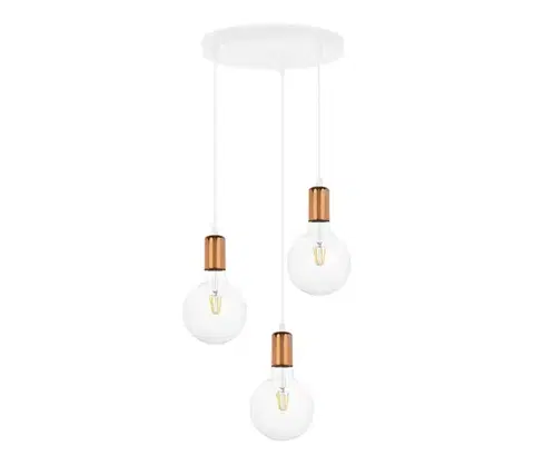 Svietidlá  Luster na lanku MIROS 3xE27/60W/230V guľatý biela/medená 0330