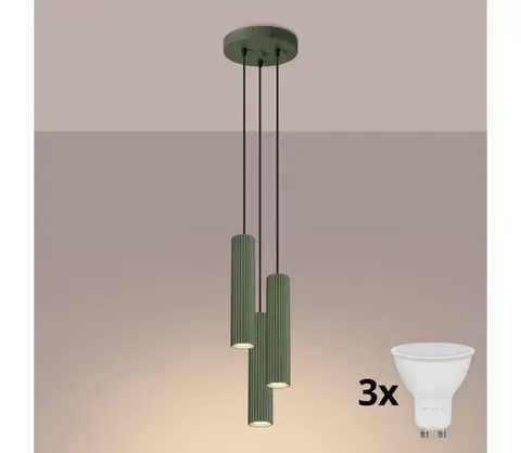 Svietidlá BRILAGI - LED závesné svietidlo na lanku CRESTO 3xGU10/10W/230V zelené BR.1614