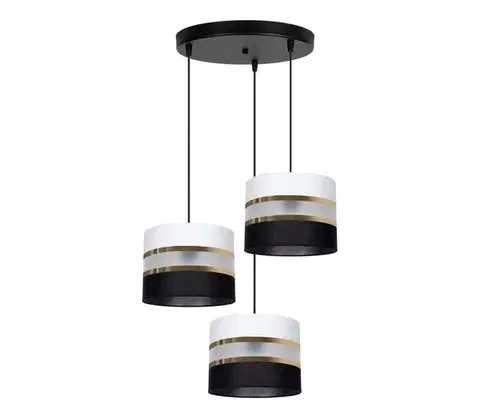 Svietidlá  Luster na lanku CORAL 3xE27/60W/230V čiernobiela 0458