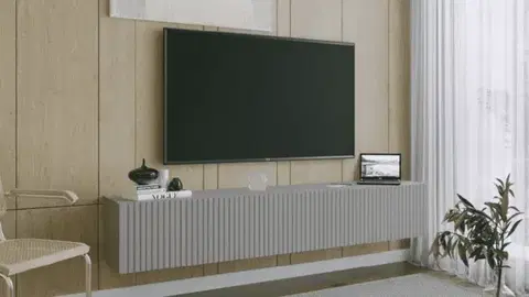 TV stolíky ArtExt Závesný TV stolík JOY | 200 cm Farba: Sivá (drážky)