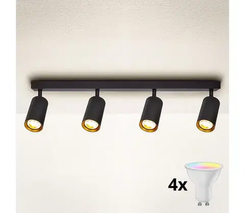 Svietidlá BRILAGI - LED RGBW Stmievateľné bodové svietidlo SELE 4xGU10/4,8W/230V čierna/zlatá BG0632+4xAI2382