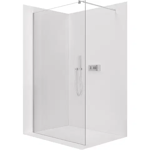 Sprchové dvere CERANO - Sprchová zástena Walk-in Onyx Round Ľ/P - 6 mm - chróm, transparentné sklo - 80x190 CER-670897