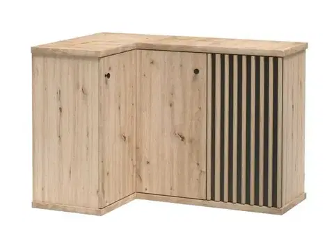 Komody KONDELA Koli C-12 trojdverová rohová komoda dub artisan / čierna