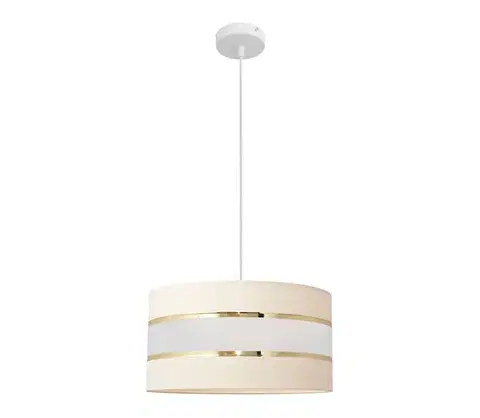 Svietidlá  Luster na lanku HELEN 1xE27/15W/230V pr. 40 cm krémová/zlatá W-KM 0804/1 EC+GO+MAT