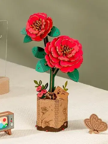 3D puzzle 3D Creative Drevené 3D puzzle Červená kamélia