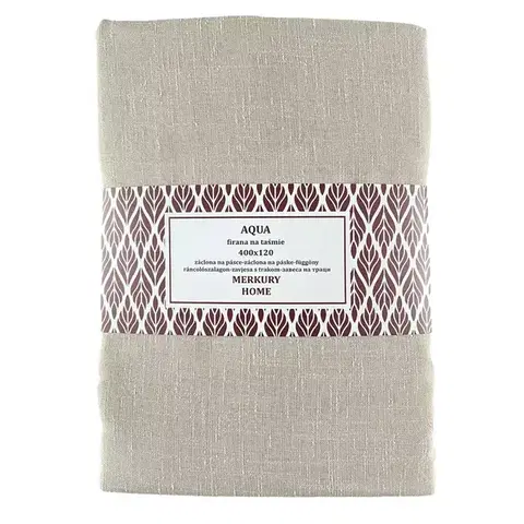 Záclony do obývačky Záclona na páske  AQUA polyester béžová 400x120 Merkury Home