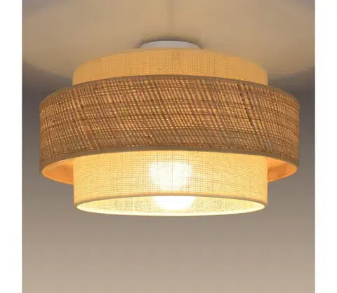 Svietidlá  Stropné svietidlo BOHO 1xE27/60W/230V priemer 40 cm juta/krémová H0173