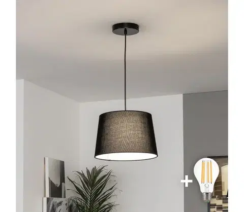 Svietidlá BRILAGI - LED luster na lanku CERIA 1xE27/40W/230V pr. 30 cm čierna BG3987+EG781038