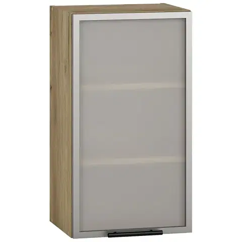 Kuchynské horné skrinky HALMAR Vento GV-40/72 P horná kuchynská skrinka dub craft / hliník / mliečne sklo