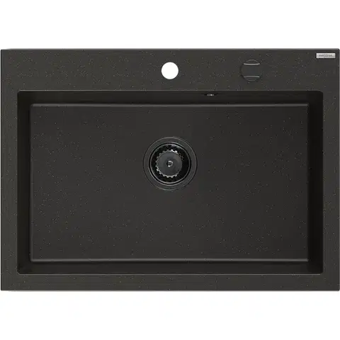 Kuchynské drezy MEXEN/S MEXEN/S - Elix granitový drez 1-miska 700 x 500 mm, čierna/zlatá metalik, sifón čierna 6526701005-75-B