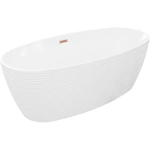 Vane MEXEN/S - Lira voľne stojaca vaňa vzor 170 x 80, biela, sifón a prepad meď kartáčovaná 52831708000-65