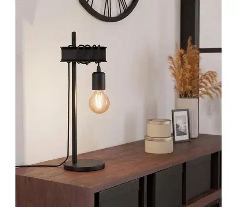 Lampy Eglo 43714 - Stolová lampa TOWNSHEND 1xE27/10W/230V čierna 43714