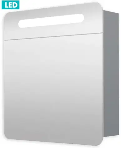 Kúpeľňové zrkadlá Naturel - Zrkadlová skriňa 60 cm, 1 dvere ľavé, LED osvetlenie, zásuvka + vypínač, IP44 GALPIR60LED GALPIR60LED
