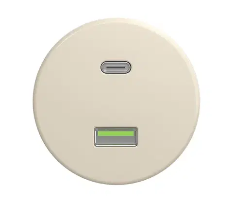 Predlžovacie káble Reblig - Retro USB zásuvka A+C bez rámčeka béžová B/USB
