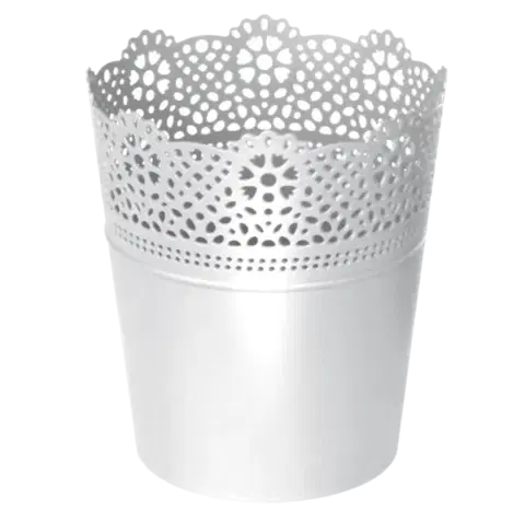 Kvetináče PROSPERPLAST - Obal na kvetináč LACE 14cm biely, umelá hmota