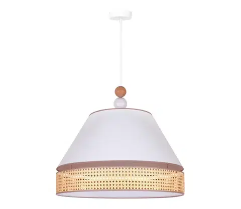 Svietidlá  - Luster na lanku AVIGNON 1xE27/15W/230V pr. 50 cm biela/ratan 602082