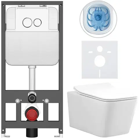 Záchody CERANO - Kompletný WC set Basic/Forte - biela lesklá - WC tlačidlo Dualo/Biela - závesné - predstenová inštalácia - 51x36 CER-8050BD86108