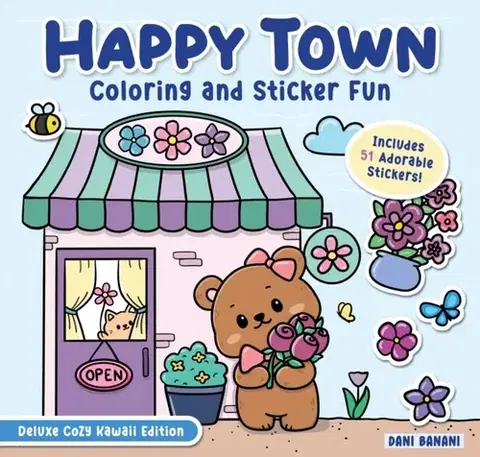 Nalepovačky, vystrihovačky, skladačky Happy Town Coloring and Sticker Fun - Dani Banani
