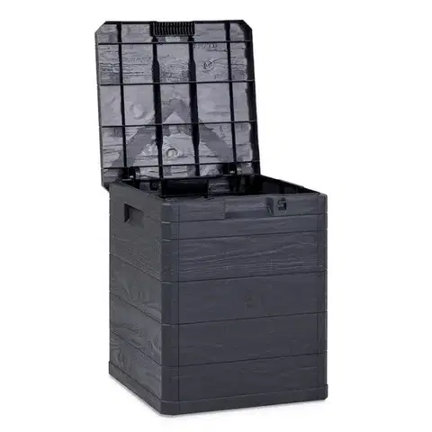 Úložné boxy Úložný box na podušky Woody tmavosivá, 90 l
