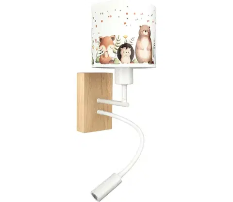 Svietidlá BRILAGI - LED Flex. lampa BOBO WOOD 1xE27/25W/230V + LED/3W dub/biela/zvieratká BG1565+BG5587