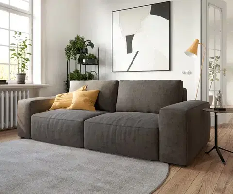 Veľké pohovky DELIFE Veľká pohovka Lanzo 230x95 cm mikrovlákno khaki-hnedá