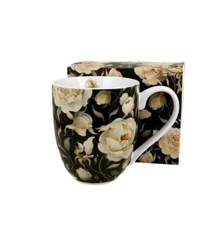 Hrnčeky, šálky, podšálky DUO  - Hrnček XXL ENGLISH ROSES BLACK