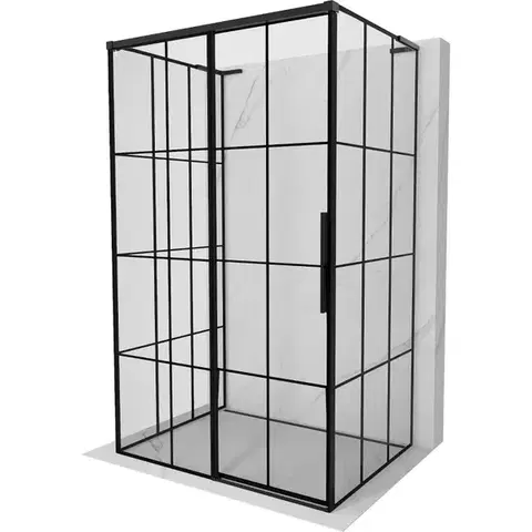 Sprchovacie kúty MEXEN/S - Rox-3S L sprchový kút 3 stenný, posuvný ľavá 115 x 85, čierna kratka, čierna 8C2L-115-085-70-77-3S-L