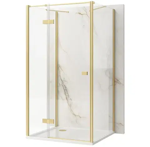 Sprchovacie kúty REA/S - Sprchovací kút Atlas 90x90 Brush Gold vľavo KPL-K4870
