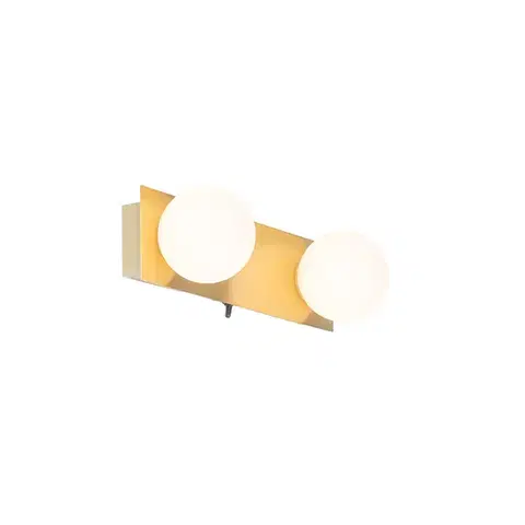 Nástenné osvetlenie Nástenná lampa zlatá 28 cm IP44 2-svetlo s vypínačom - Cederic