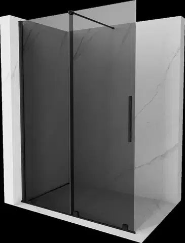 Sprchové dvere MEXEN/S - Velar Sprchová zástena posuvná Walk-in 140 x 200, grafit 8 mm, čierna 871-140-000-43-70