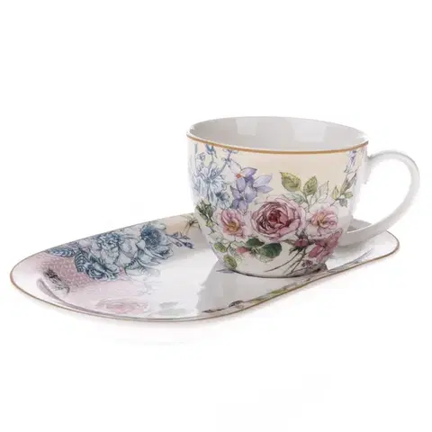 Hrnčeky a šálky Porcelánový hrnček s podnosom Roses, 445 ml