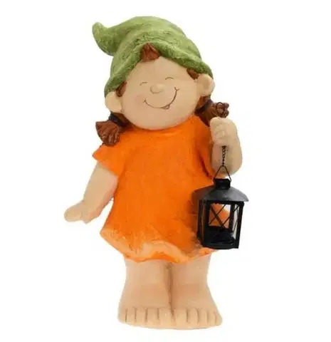Záhradné lampy Kinekus Postavička dievča s lampášom 45 cm