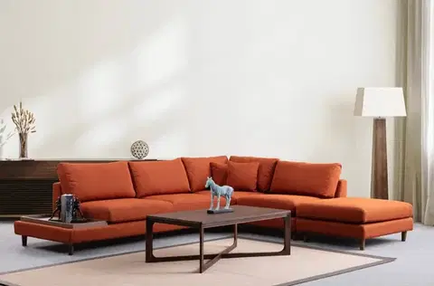 Sedacie súpravy Rohová sedacia súprava / Rohová pohovka New Tulip With Pouf - Orange