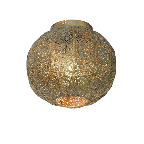 Stropné osvetlenie Orientálne stropné svietidlo zlaté so zelenou 28,5 cm - Baloo
