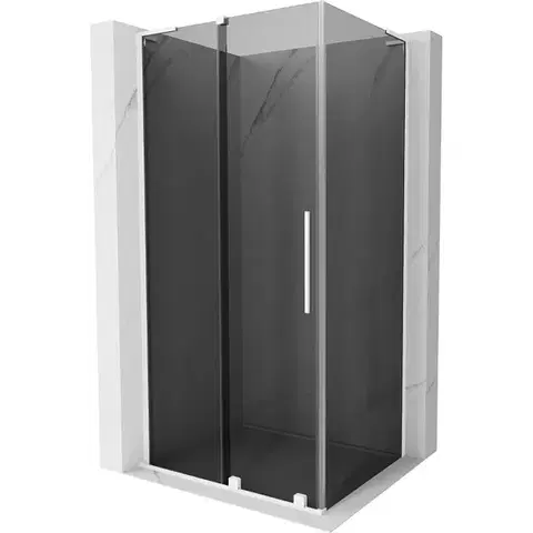 Sprchovacie kúty MEXEN/S - Velar L sprchovací kút, posuvné dvere 100 x 75, grafit, biela 871-100-075-43-20