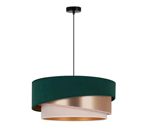 Svietidlá  - Luster na lanku KOBO 1xE27/15W/230V pr. 45 cm zelená/rosegold/krémová 600163
