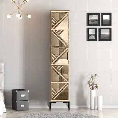 Šatňové skrine Šatníková skriňa Kumsal P - Walnut, Cream