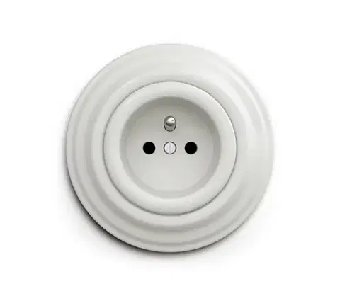 Predlžovacie káble Reblig - Retro domová zásuvka s rámikom 230V keramická biela RG0007+RG0006