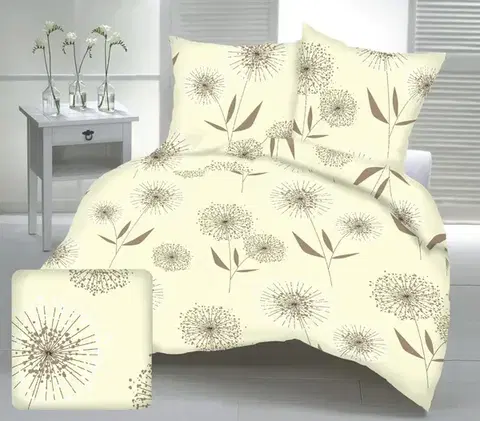 Obliečky Obliečky krepové Púpava hnedá TiaHome - 1x Vankúš 90x70cm, 1x Paplón 140x200cm