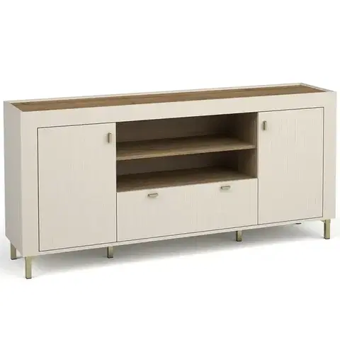 Komody do spálne Komoda Mossa M07 2D1S dub whisky/cashmere